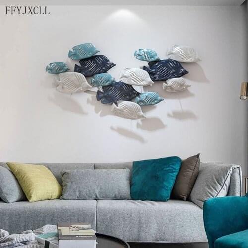 Mediterranean Style Metal Fish Decoration Wall Warm Room Bedroom Wrought Iron Wall Decoration Wall Pendant