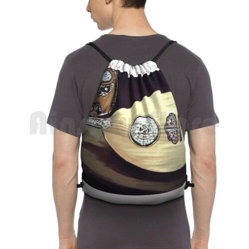 Oud Backpack Drawstring Bag Riding Climbing Gym Bag Music Instrument Arabian Nights