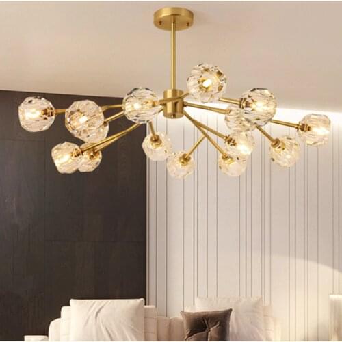 LED gold modern chandelier for Living Room Loft Dining luxury crystal chandelier Molecular Lamp Bedroom sputnik lamp
