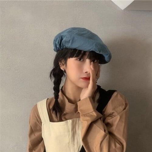 2021 New Spring Painter Hats Female Japanese Lady Cloud Hat Beret Autumn Retro Cotton Newsboy Octagonal Caps Gorro