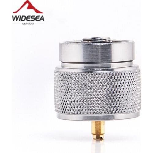 Widesea 1 lb. propane small gas tank input EN417 Lindal Valve Output outdoor camping stove Convert cylinder LPG canister adapter