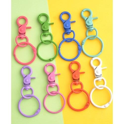 24 Colors Lobster Clasps Hooks Keychain Heart Color Spray Paint Key Chain Key Rings For DIY Jewelry Making Keychain Findings