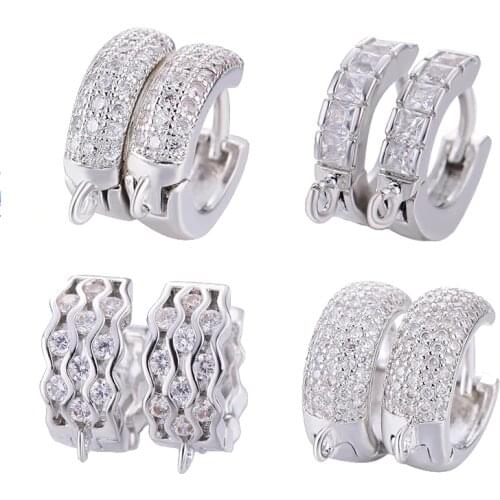 Juya Womens Wedding Jewelry Components Handmade Cubic Zirconia Earring Hooks & Clasps Accessories For Earrings Jewerly Making