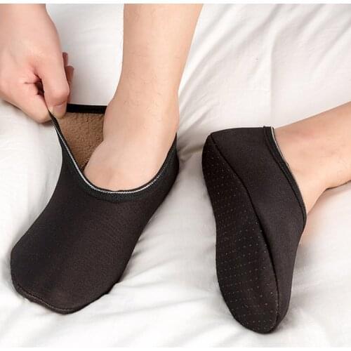 1Pair Plush Shoes For Home Coral Fleece Floor Indoor Winter Mens Sock Foot Warmer Slippers Male Stretch Soft Bottom Lightweight