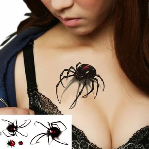 1Pc 3D Sexy Large Pattern Spiders Insects Water Transfer Waterproof Tattoo Stickers