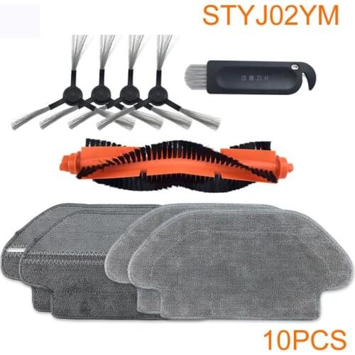 10PCS vacuum cleaner Main brush side cleaning cloth accessories for xiaomi mijia mi STYJ02YM wet sweeping robot mop pro parts