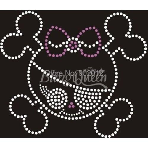 25pcs/lot BlingQueen Hot Fix Rhinestone Motif Skull Design