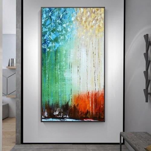 Abstract Colorful Oil Painting on Canvas Tree Posters and Prints Scandinavian Wall Art Picture for Entrance Cuadros Home Decor