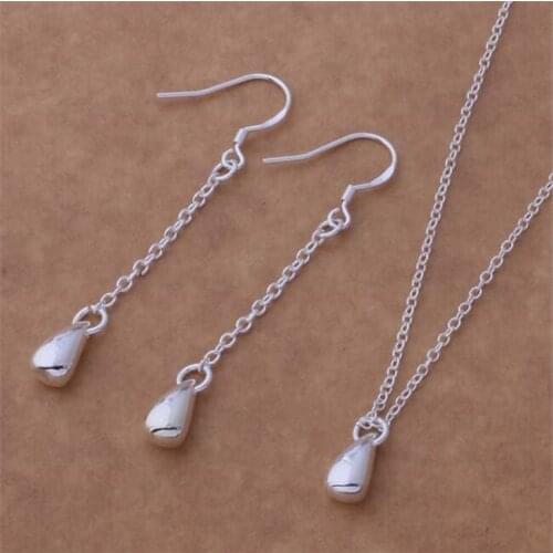 AS090 Hot Sale Silver Plated Color Jewelry Sets For Women Wholesale High Quality Classic Earring 173 + Necklace 681
