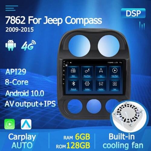 IPS Android 10 DSP Car DVD Player For JEEP Compass 2010 2012 2013 2014 2015 Multimedia Radio Navigation GPS 2din SWC 4G Carplay