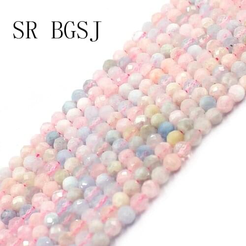 Free Shipping 4mm Faceted Round Morgan Stone Jewelry Accessories Spacer Beads Strand 15"