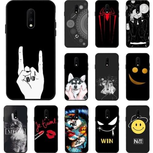 Case For oneplus 7 7T Pro 6 6T 8 8T 9 Case Black Painted Cartoon Cat Phone Cases For One Plus 8 T 7 9 7T Pro 6 6T Covers Bumper