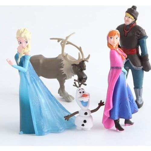 Disney Toys 5pcs/Lot Anime Frozen Anna Elsa Figures Kristoff Sven Olaf PVC Action Figure Toy Play Set Classic Toys Juguetes