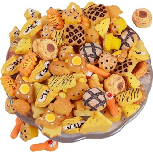 AIJJU 20Pcs Resin Simulation Food Play Cake Cabochons For Needlework Scrapbooking Accessories DIY Material Phone Case Brooch