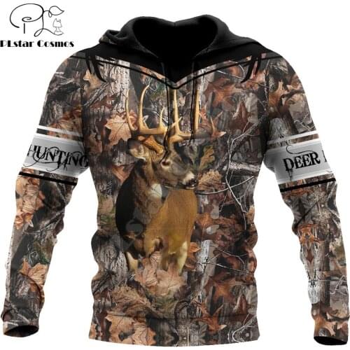 Camo Deer Hunter 3D All Over Printed Fashion Mens Autumn Hoodie Sweatshirt Unisex Streetwear Casual Zip Jacket Pullover KJ532