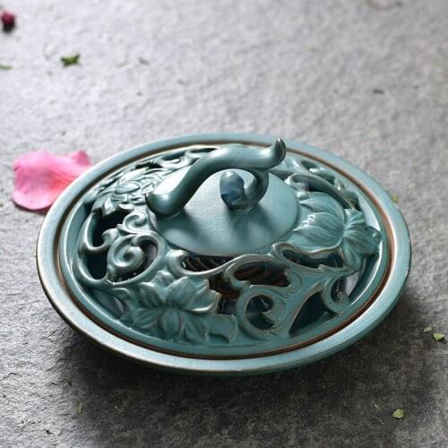 Retro Ceramic Coil Incense Burner Large Antique Mosquito Censer Incense Stick Holder Aromatherapy Fragrance Home Teahouse Decor
