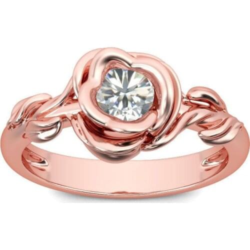 Retro Rose Shape Zircon Finger Rings for Women Micro-drill Rose Gold Color Couple Wedding Ring Simplicity Fashion Jewelry