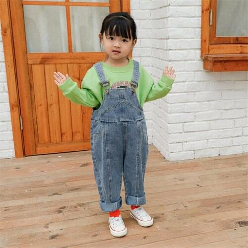 Baby Girl Jumpsuit Fashion Korean Denim Overalls For Girls 2 3 4 5 6 Years Toddler Baby Denim Pants Jeans For Girls High Quality