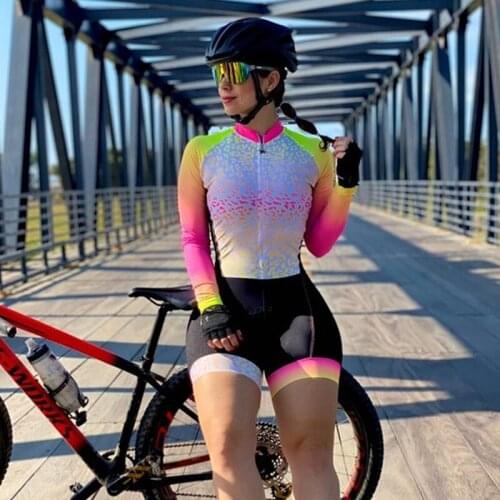 Camiseta ciclismo mujer triathlon skinsuit women bicycle wear mtb road bike clothing speedsuit cycling set long sleeve jumpsuit