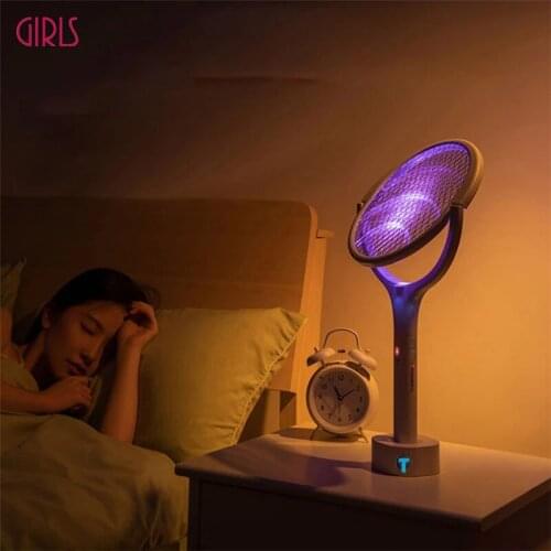 Multifunctional Electric Mosquito Swatter 5 in 1 Adjustable Angle Killer Lamp 3500V USB Rechargeable Mosquito Fly Bat Bug Zapper