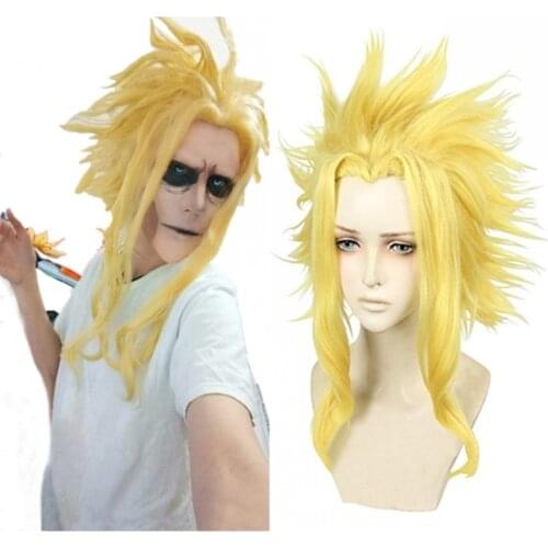 My Hero Academia Boku no Hiro Akademia All Might Short Golden Blonde Heat Resistant Hair Cosplay Costume Wig + Free Wig Cap