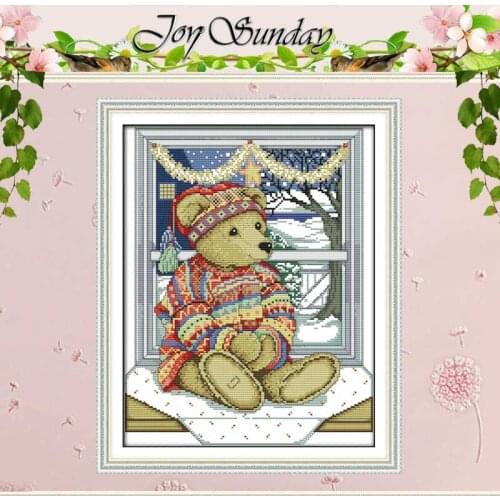 The Window of the Teddy bear Counted Cross Stitch 11CT 14CT Cross Stitch Sets Chinese Cross-stitch Kits Embroidery Needlework