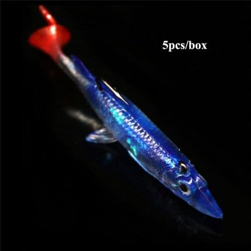 5 pcs Fishing Lure Set Soft Artificial 8cm 6g Lead Jig Spoon Fish T-Tail Fishing Bait Accessories