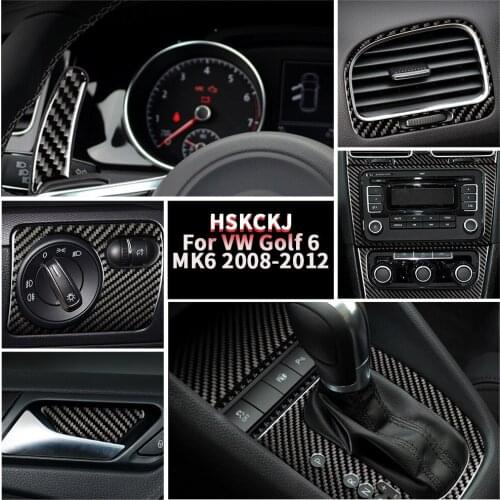 For Volkswagen VW Golf6 MK6 2008-2012 Multiple Color Carbon Fiber Sticker Central Control AC Outlet Set Interior Car Accessories