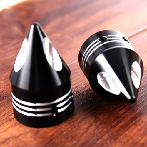 New Black Spike Front Shallow Cut Axle Nut Covers 2004-2007 Fit Harley Touring Sportster Dyna Parts