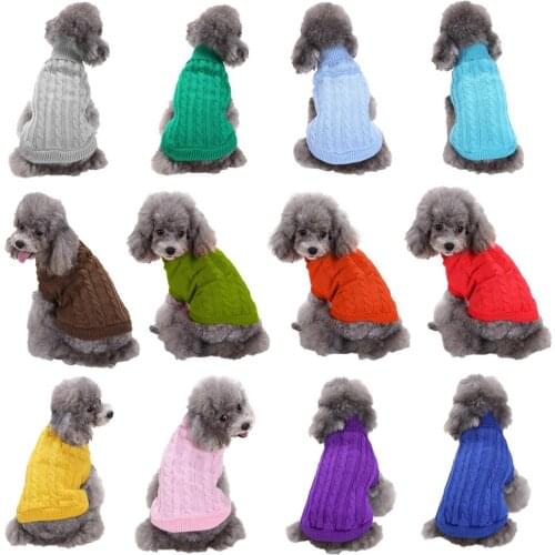 Pet Clothes Autumn Winter Christmas Costumes Solid Colors Warm Sweater Bichon Teddy Pomeranian Dog Clothes for Medium Small Dogs