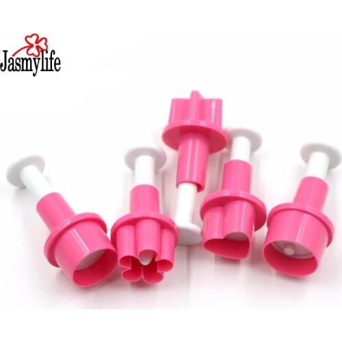Flower Plunger 5pcs Cutter Heart Fondant Sugar Craft Mold Five-Pointed Star Round Cookie Cutter DIY Baking Cake Decorating Tools