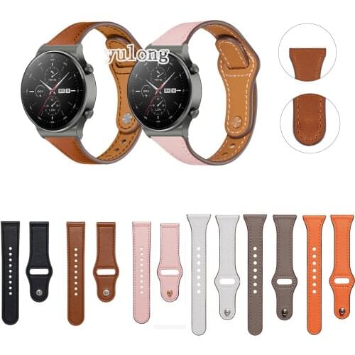 20mm 22mm Leather Watch Band Strap For Huawei Watch GT GT2 42mm 46mm Smart Watch Replacement Wrist band For GT2e GT2 pro strap