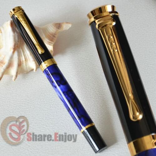ROLLER BALL PEN JINHAO 500 ROYAL BLUE MARBLE GOLDEN TRIM