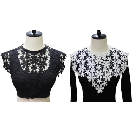 Luxury Embroidered Floral Lace Neckline Fake Collar Dress Shawl Applique Wedding Bridal Scarf Shrug Cape Sewing Patches