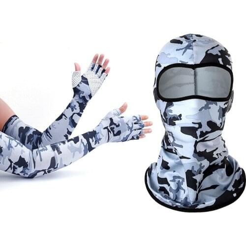 Ice Silk Cycling Cap And Sunscreen Arm Sleeve Combination Arm Warmers Half-finger Cycling Gloves Climbing Bicycle Headscarf