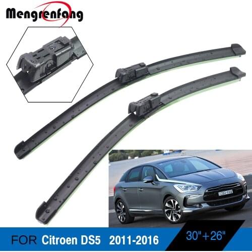 For Citroen DS5 Car Front Windscreen Wiper Blades Soft Rubber Wiper Push Button Arms 2011 2012 2013 2014 2015 2016