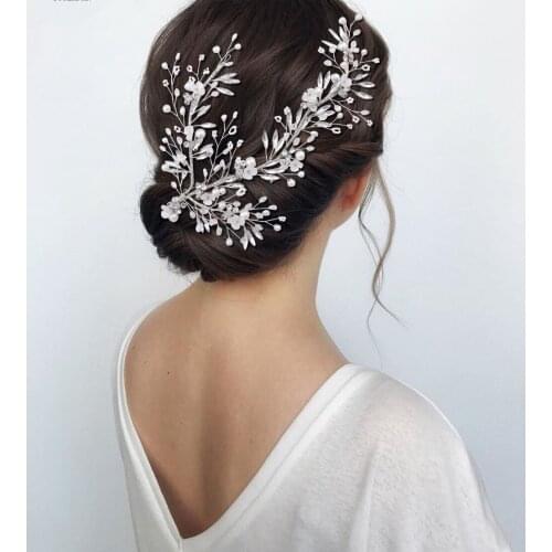 Korean-style beaded hairpin Diamond duck bill clip Bride Bridesmaid Dresses Dinner Tiara Accessories Girls birthday performance