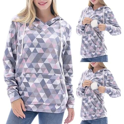 Maternity Nursing Sweatshirt Women Maternity Long Sleeve Breastfeeding Hoodies Autumn Winter Pregnant Women Tops Hooded Sweater