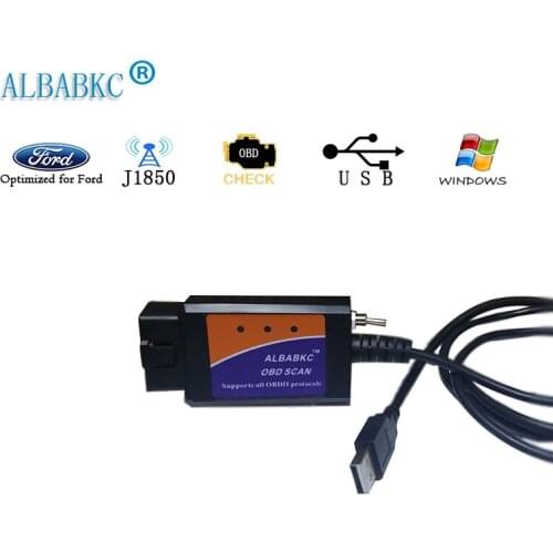 ALBABKC ELM327 USB switch for Ford Auto car diagnostic scan tool supprot for windows xp 7 and latest J1850 ford usb FTDI 25K80