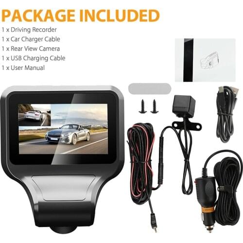 1080P Front Rear Camera DVR Recorder Dual Lens Car Dash Cam Night Vision Parking Monitior Wide-Angle Lens Recording