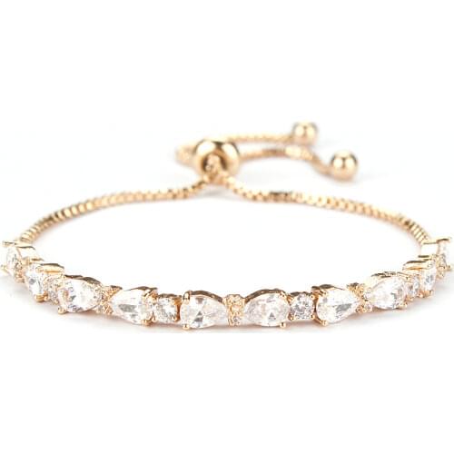 WEIMANJINGDIAN Teardrop and Round Cubic Zirconia Adjustable Bridal Bracelets in Rose Gold / White Gold / Yellow Gold Colors