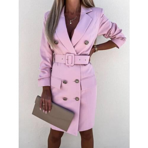 Elegant Office Lady Tie Belt Irregular Suit Dress Fashion Wrap V Neck Sexy Mini Dress Women Long Sleeve Solid Blazer Party Dress
