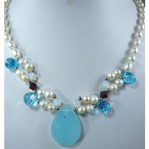 Brinco Brincos Ladys Charm White Pearl& Moonstone/blue Gem Bead Necklace Pendant For Women Jewelry African Beads Indian