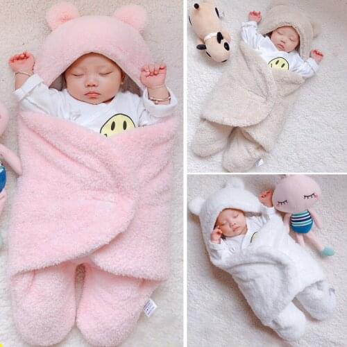 Newborn Baby Winter Wrapped Cotton Thickening Out Quilt Blanket Newborn Photography Props Infant Cartoon Polar Fleece Blanket