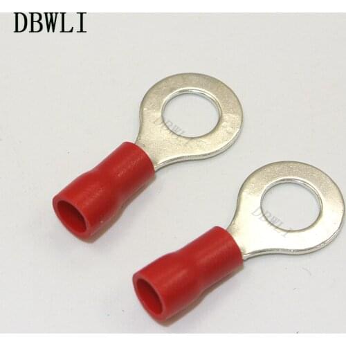 1000 PCS 22-18 AWG 1/4" RV1.25-6 Red Insulated Ring Terminals Electrical Crimp Connector