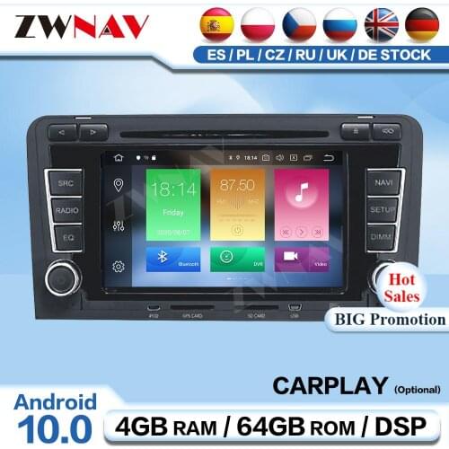 2 Din Android 10 Multimedia For AUDI A3 2003 2004 2005 2006 2007 2008 2009 2010 2011 2012 2013 Audio Stereo Player GPS Head Unit