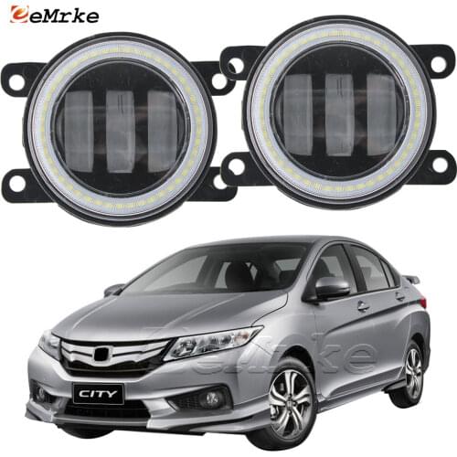 2PCS Led Angel Eye DRL for Honda City 2014 2015 2016 2017 2018 2019 Grace LED Fog Lights 2-Colors Lens Daytime Running Light 12V