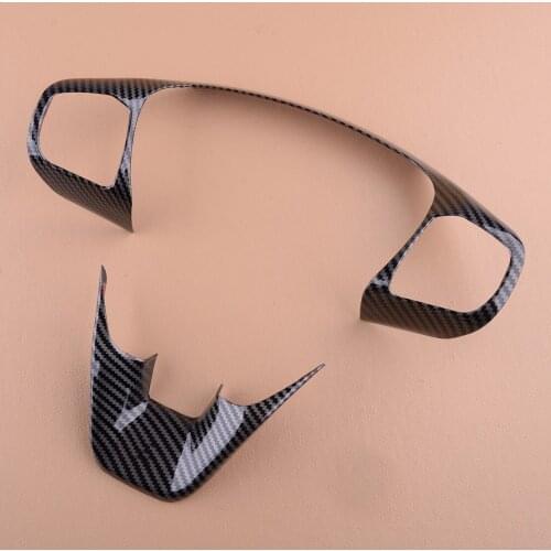 2Pcs/Set ABS Car Steering Wheel Trim Cover Frame Fit For Ford Fiesta ST Mk 2018 2019 2020 Carbon Fiber Style