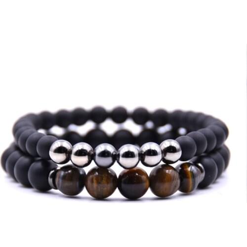 2018 Fashion quality natural stone beads mens bracelet ladies 6MM & 8MM bracelet set ornament jewelry stone bracelet AS595