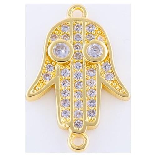 5pcs Shining Zircon Crystal Palm Hamsa Charms For Bracelet Making Wholesale Copper Micro Pave Czech Charms Diy Berloques